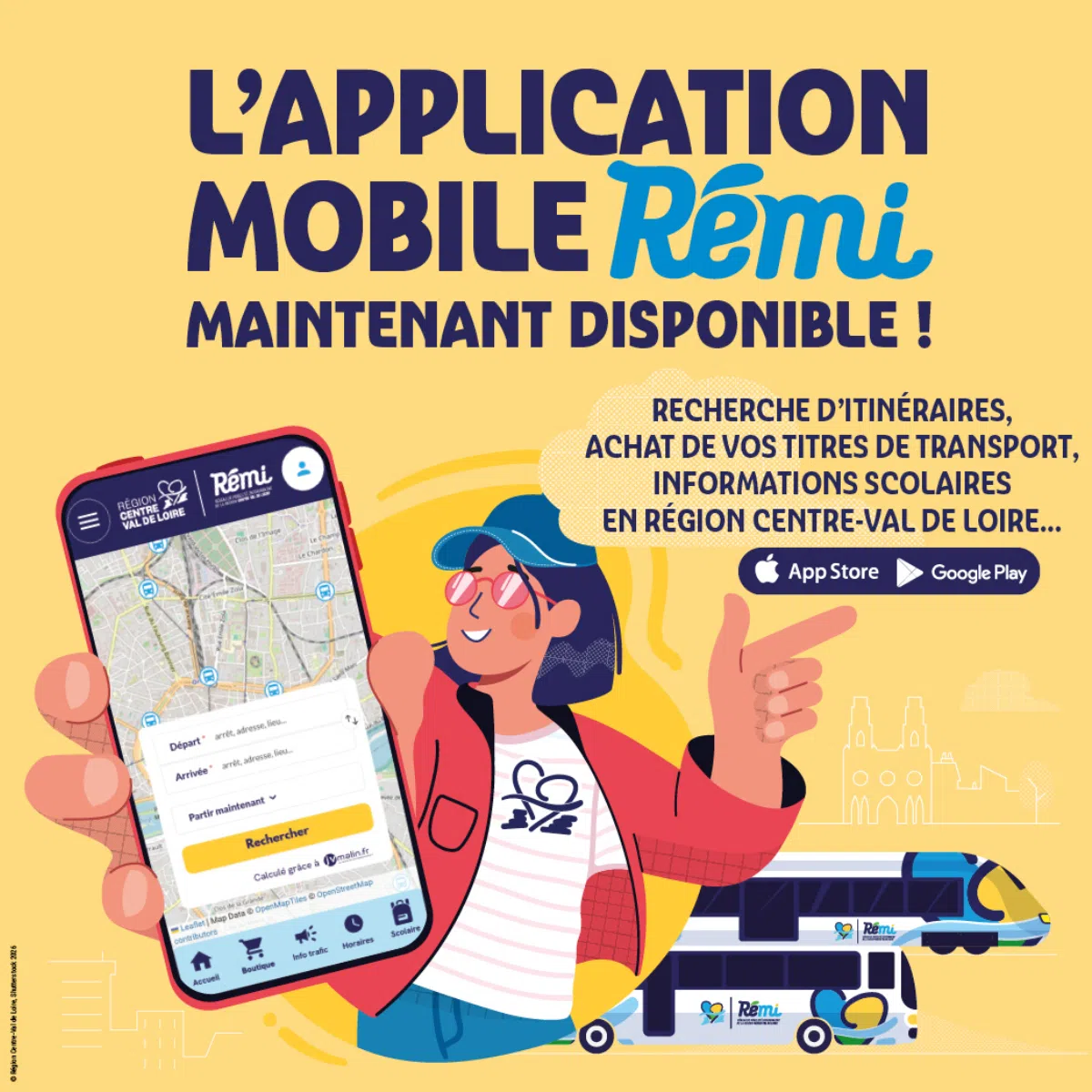 Pour votre transport, l’application mobile Rémi est disponible