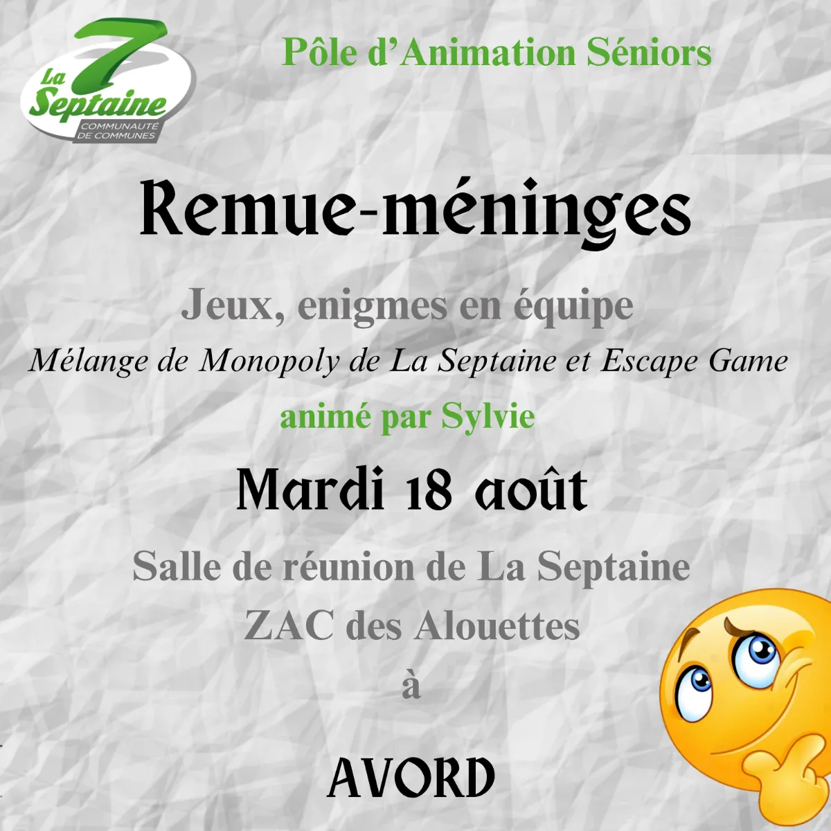 Remue-Méninges par le Pôle d’Animation Séniors