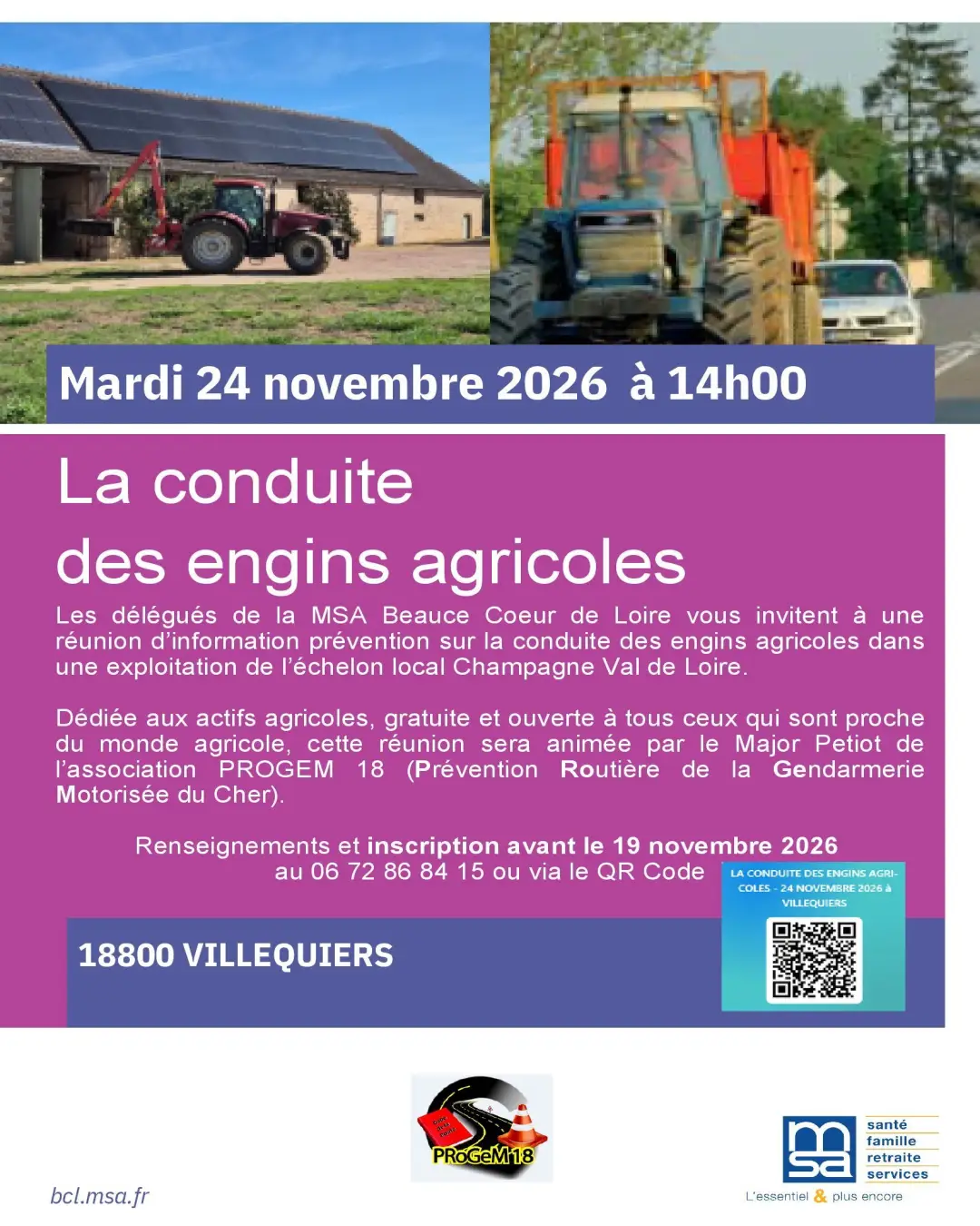 Information conduite des engins agricoles